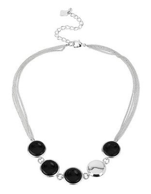 Robert Lee Morris Soho Semiprecious Black Round Bead Frontal Necklace - Black