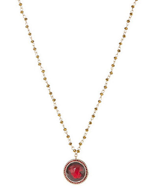 Kensie Long Stone Pendant Necklace - Red