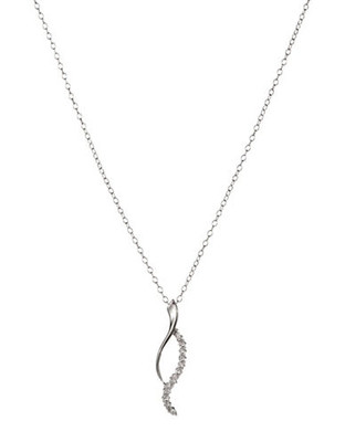 Expression Sterling Silver and Cubic Zirconia Twisted Pendant Necklace - Silver