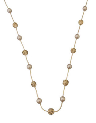 Cezanne Pearl And Fireball Station Necklace - White