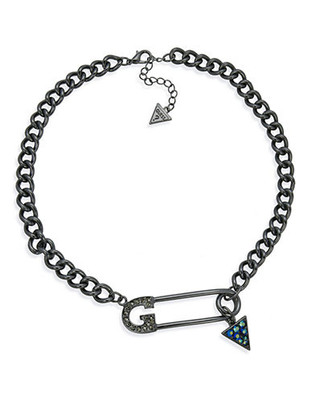 Guess Hematite Collar Necklace - Grey