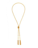 Expression Sandblasted Ball With Tassels Necklace - Gold