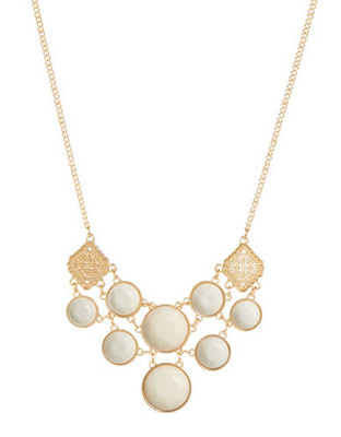 Expression Round Faceted Stone Collar Necklace - Light Beige