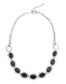 Cezanne Metal Crystal Collar Necklace - Black