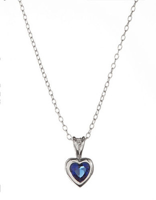 Expression Sterling Silver and Blue Sapphire Heart Bezel Pendant Necklace - Silver