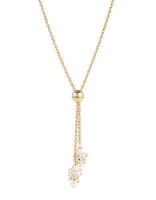Expression Filigree Grape Pearl Tassel Necklace - Beige