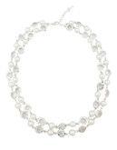 Cezanne Double Row Crystal and Faux Pearl Necklace - White