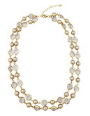 Cezanne Two Row Pearl Necklace - BEIGE