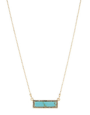Kensie Pave Bar Pendant - Turquoise