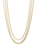 Expression 3 Row Short Snake Chain Necklace - Gold