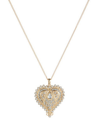 Expression Crystal Heart Pendant Necklace - Gold
