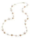 Carolee Crystal And Gold Pearl Illusion Necklace - Goldtone