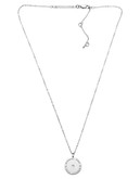 Michael Kors Silver Tone Logo Plate Disc Pendant With Clear Cubic Zirconia - Silver