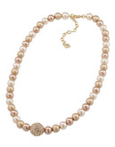 Carolee Gold Pearl Necklace With Gold Crystal Center - Gold