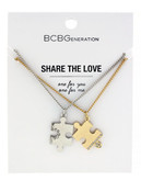 Bcbgeneration Share the Love One for You One for Me Light Antique Rhodium Plated base Glass Puzzle Piece 16 Inch N - Gold
