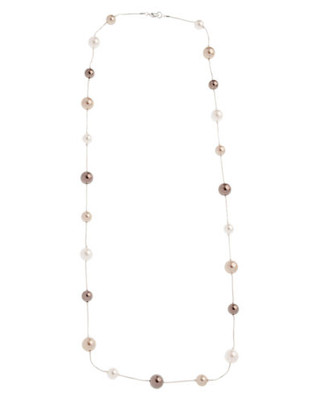 Cezanne Cezanne Long Pearl Necklace With Stations - Beige
