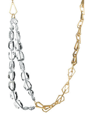 Kara Ross Double Row Frontal Crystal Necklace - Gold