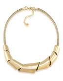 Carolee Sculpture Garden Twisted Metal Necklace Gold Tone Plastic Collar Necklace - Gold