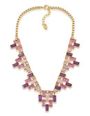 Carolee Modern Rosé Ombre Baguette Frontal Necklace Gold Tone Crystal Statement Necklace - Pink