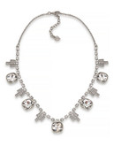 Carolee Deco Nights Geometric Drop Necklace Silver Tone Crystal Collar Necklace - Silver