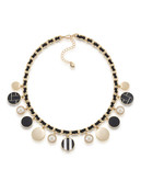 Carolee Espresso Martini Charm Necklace Gold Tone Collar Necklace - Tri Colour