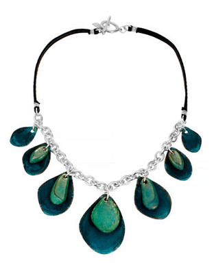 Robert Lee Morris Soho Patina Metal Necklace - Blue/Green