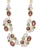 Expression Multi Coloured Crystal Cluster Necklace - Red