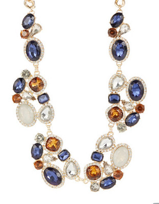 Expression Multi Coloured Crystal Cluster Necklace - Blue