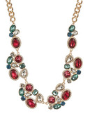 Expression Multi Crystal Stone Cluster Necklace - Multi Coloured