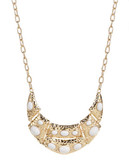 R.J. Graziano Embellished Hammered Collar Necklace - White