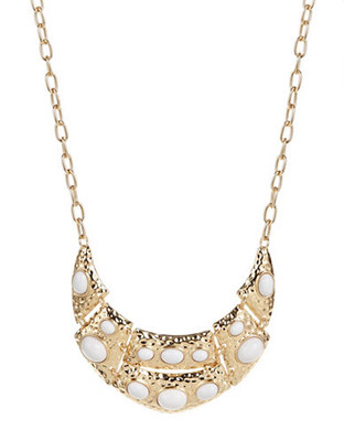 R.J. Graziano Embellished Hammered Collar Necklace - White