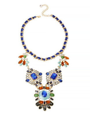 Haskell Purple Label Metal Acrylic Statement Necklace - Blue/Green