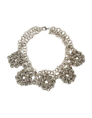 424 Fifth Mesh Flower Chain Necklace - Silver