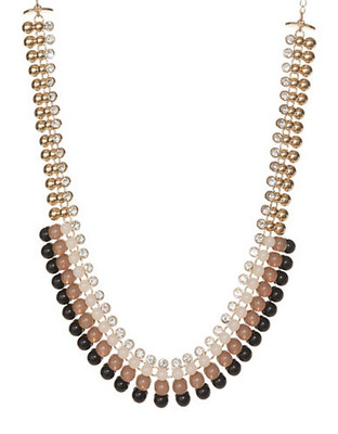 Expression Four Row Sphere Collar Necklace - beige