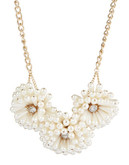 Expression Large Faux Pearl Flower Necklace - Beige