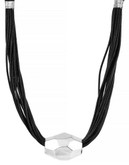 Robert Lee Morris Soho Faceted Frontal Multi Row Necklace Metal  Necklace - Black