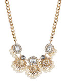 Expression Statement Pearl And Rhinestone Collar Necklace - Beige