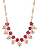 Expression Faceted Stone Leaf Frontal Necklace - red
