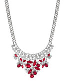 Expression Cascading Stone Work Bib Necklace - Red