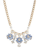 Expression Floral Drop Collar Necklace - Blue