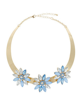 Expression Statement Flower Collar Necklace - Blue