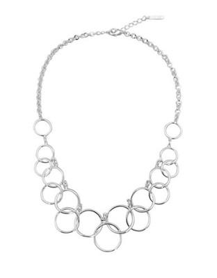 Nine West Silver Tone Metal Multi Circle Frontal Necklace - No Color