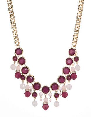 Expression Faceted Stone Frontal Drop Necklace - red