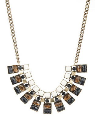 Expression Square Faceted Stone Collar Necklace - Multi-Coloured