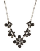 Expression Crystal Flower Necklace - Black