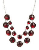 Expression Layered Necklace with Round Faceted Stones - Red