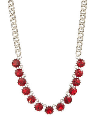 Expression Stone Line Collar Necklace - Red