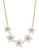 Expression 5 Pearl Flower Center Rhinestone Necklace - Beige