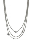 Bcbgeneration Stardust Light Antique Rhodium Plated Glass 16 Inch Danty Multi Layer Star Necklace - Grey