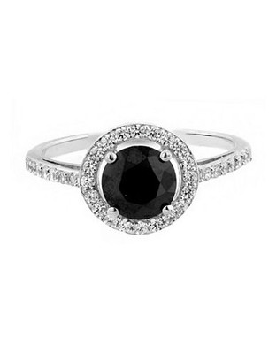 Flawless One Row Black Halo Ring - Cubic Zirconia